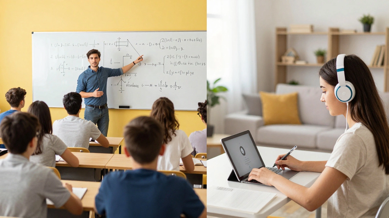 Comparison between a traditional classroom and a digital online learning setup