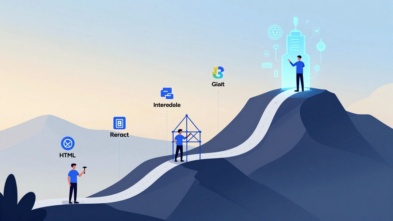 Illustration of the progressive stages of learning to code