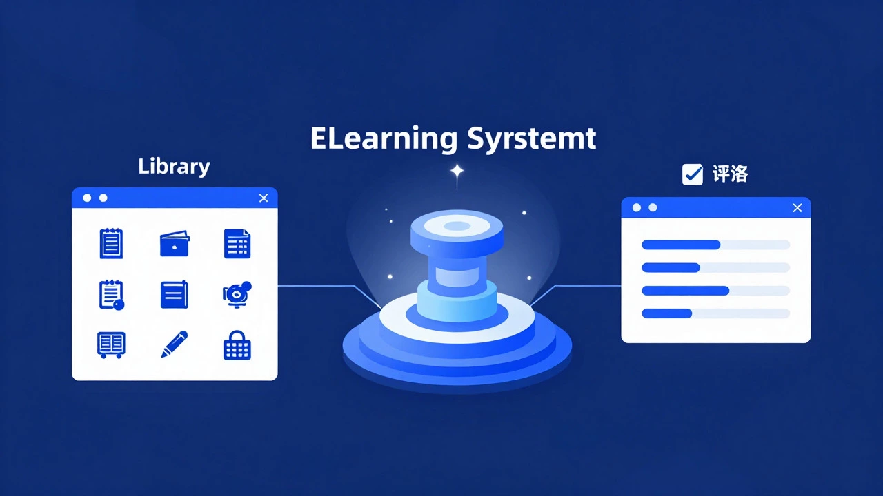 Abstract diagram showing eLearning system components