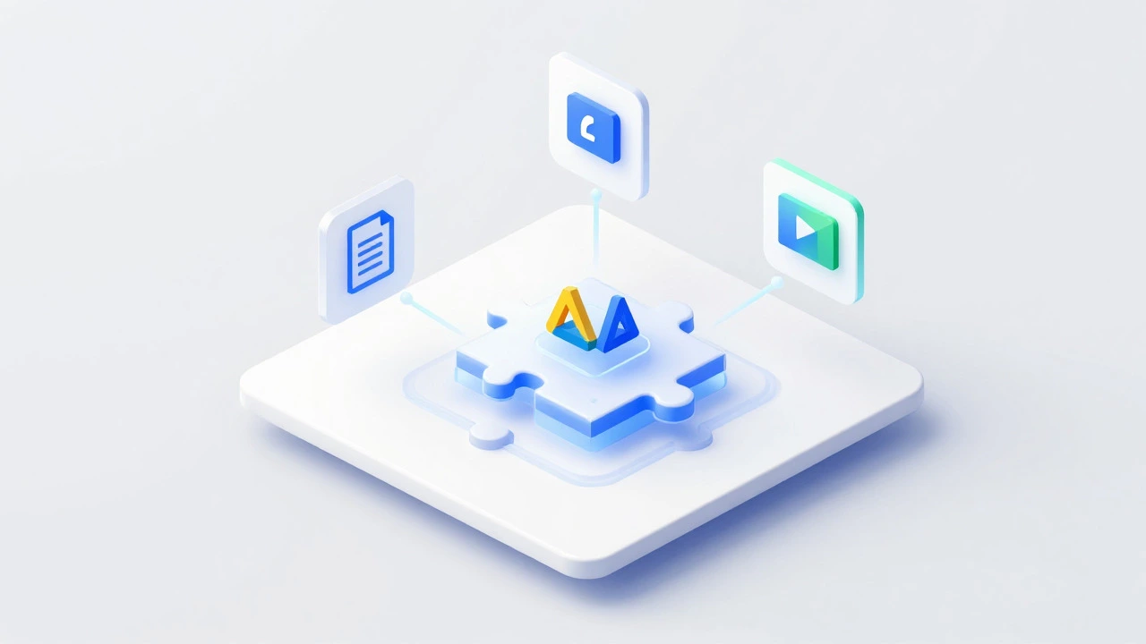 Isometric view of integrated educational tools forming a cohesive system